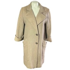 TRIANA Women's Beige Wool Blend Blazer Coat Size XS S